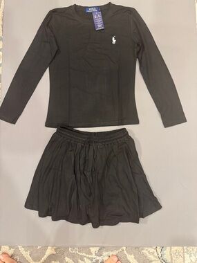Ralph Lauren Black Long Sleeve Top and Skirt Set